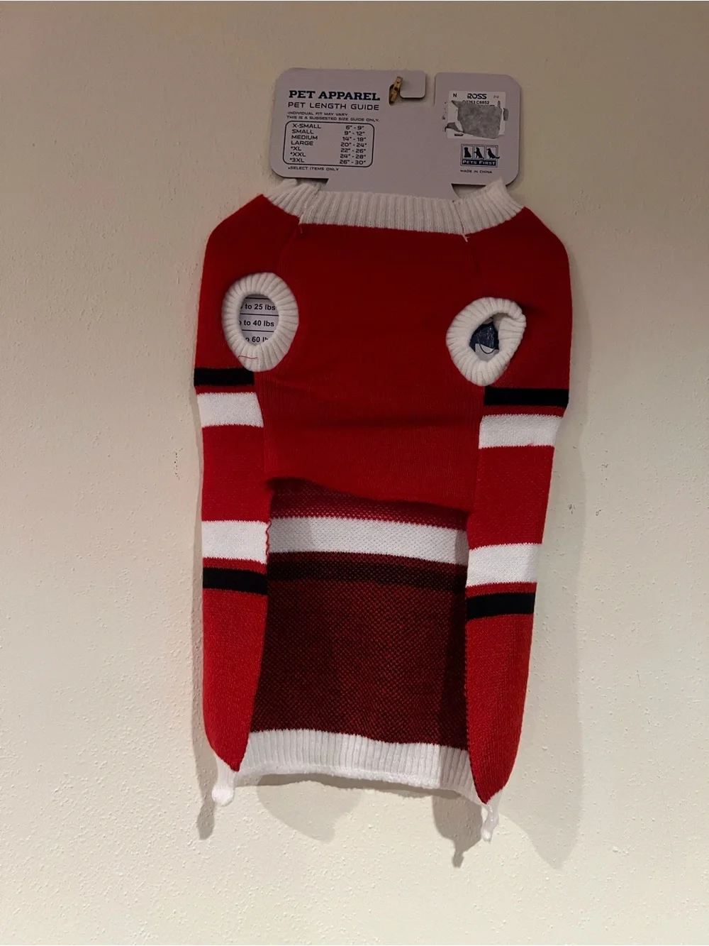 Pets First Red and White Wisconsin Badgers Knit Dog Sweater